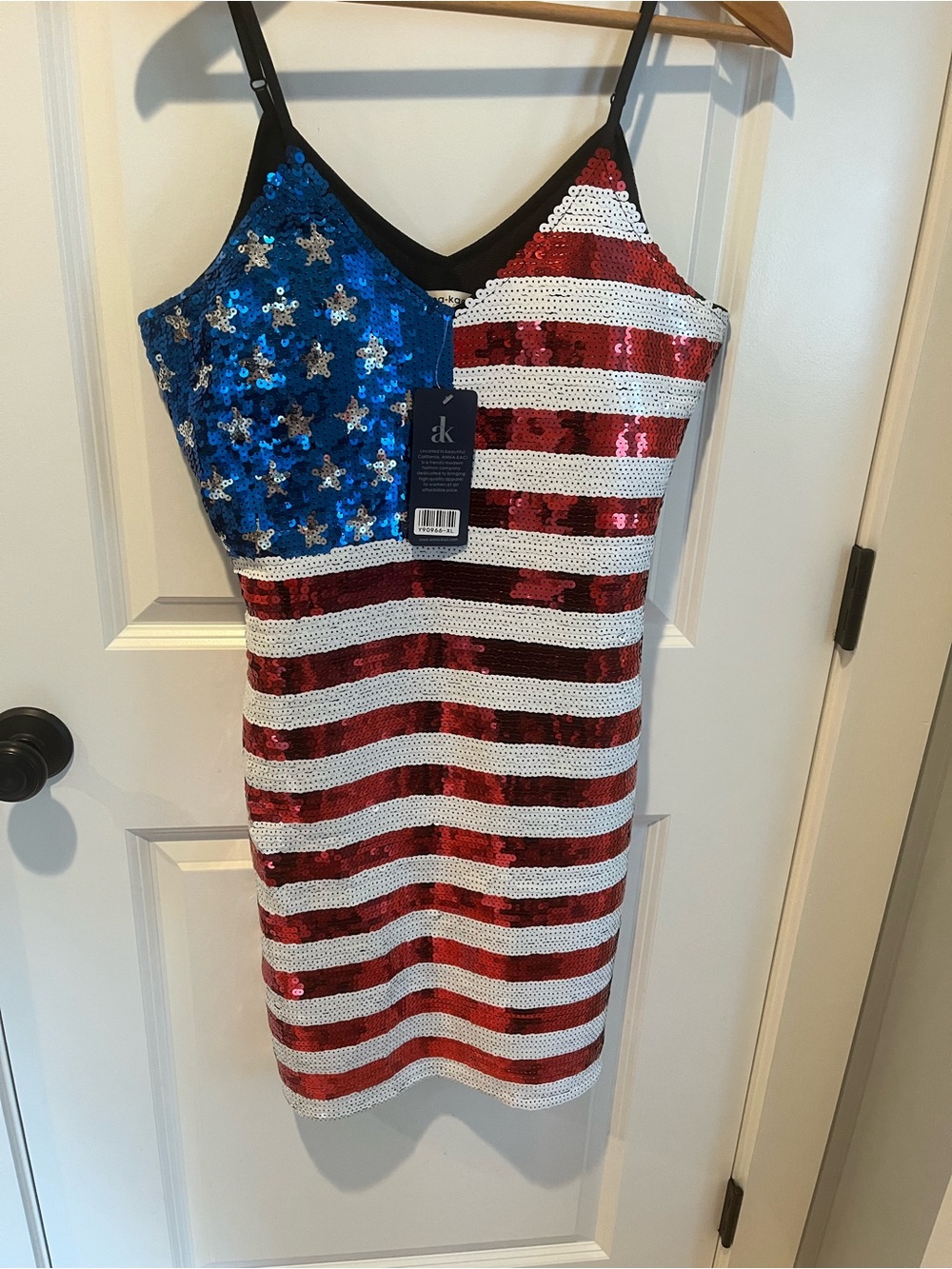 AKIRA Girls' Red, White & Blue Sequin Flag Party Dress